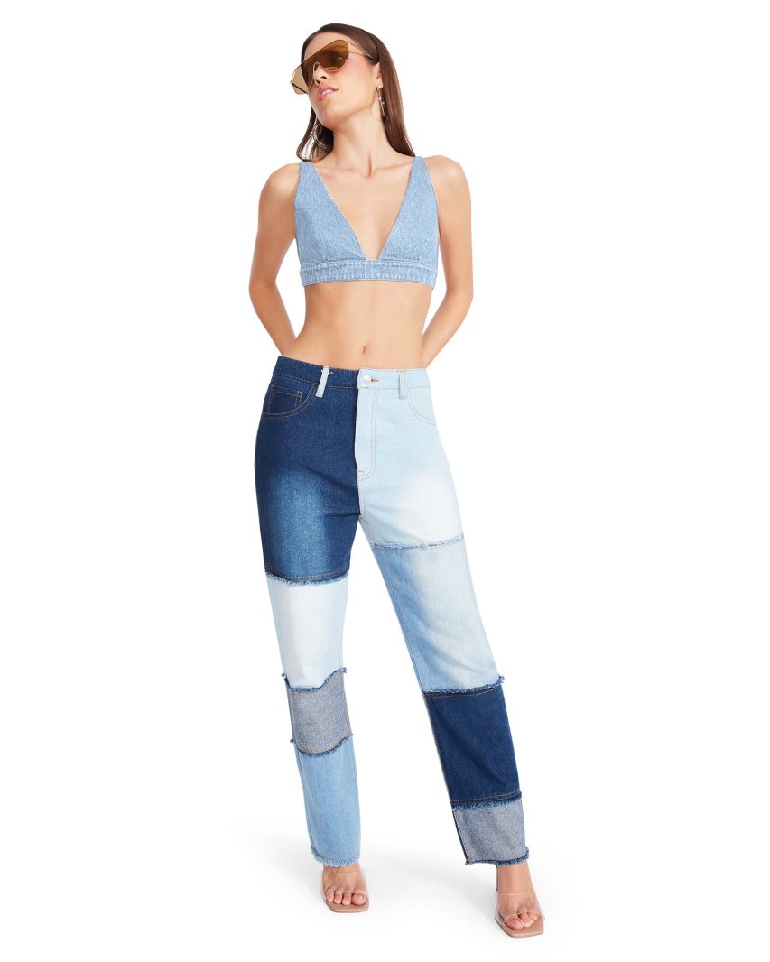 Blue Steve Madden Kylie Denim Fabric Women's Pants | PH 0964NGX